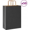 Vidaxl Sacs En Papier 50 Pcs Avec Poignées Noir 26x12x35 Cm