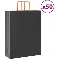 Vidaxl Sacs En Papier 50 Pcs Avec Poignées Noir 32x12x42 Cm