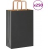 Vidaxl Sacs En Papier 250 Pcs Avec Poignées Noir 21x11x31 Cm