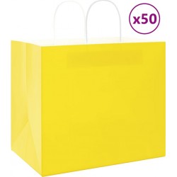 Vidaxl Sacs En Papier 50 Pcs Avec Poignées Jaune 32x22x28 Cm