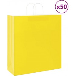 Vidaxl Sacs En Papier 50 Pcs Avec Poignées Jaune 45x17x48 Cm