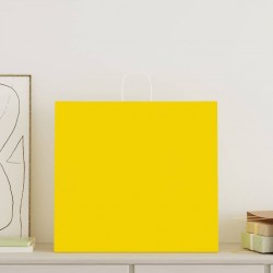 Vidaxl Sacs En Papier 50 Pcs Avec Poignées Jaune 54x15x49 Cm