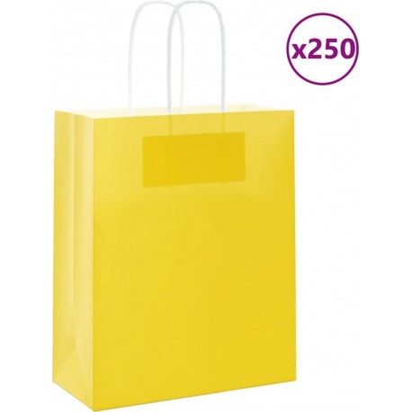 Vidaxl Sacs En Papier Bags Pcs Avec Poignées Jaune 18x8x22 Cm