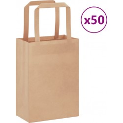 Vidaxl Sacs En Papier 50 Pcs Avec Poignées Marron 15x8x21 Cm