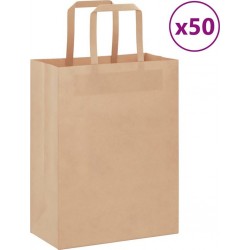 Vidaxl Sacs En Papier 50 Pcs Avec Poignées Marron 21x11x28 Cm