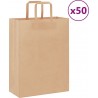 Vidaxl Sacs En Papier 50 Pcs Avec Poignées Marron 26x12x35 Cm