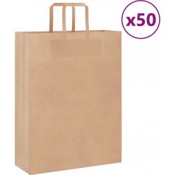 Vidaxl Sacs En Papier 50 Pcs Avec Poignées Marron 32x12x42 Cm