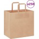 Vidaxl Sacs En Papier 250 Pcs Avec Poignées Marron 26x17x25 Cm