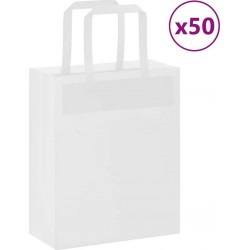 Vidaxl Sacs En Papier 50 Pcs Avec Poignées Blanc 18x8x22 Cm