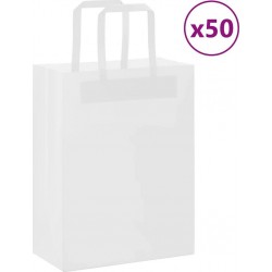 Vidaxl Sacs En Papier 50 Pcs Avec Poignées Blanc 21x11x28 Cm