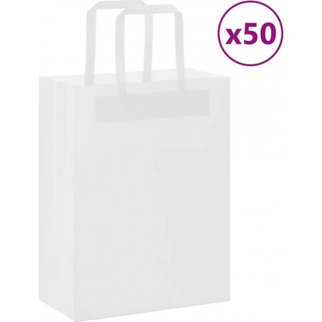 Vidaxl Sacs En Papier 50 Pcs Avec Poignées Blanc 21x11x28 Cm