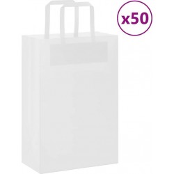 Vidaxl Sacs En Papier 50 Pcs Avec Poignées Blanc 21x11x31 Cm