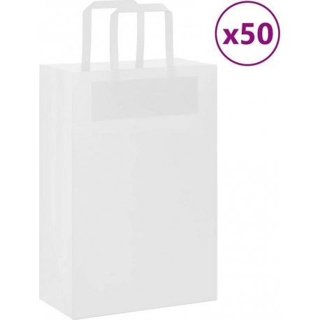 Vidaxl Sacs En Papier 50 Pcs Avec Poignées Blanc 21x11x31 Cm