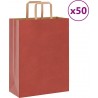 Vidaxl Sacs En Papier 50 Pcs Avec Poignées Rouge 26x12x35 Cm