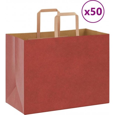 Vidaxl Sacs En Papier 50 Pcs Avec Poignées Rouge 32x17x25 Cm