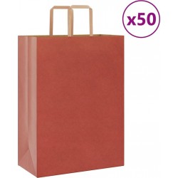 Vidaxl Sacs En Papier 50 Pcs Avec Poignées Rouge 32x17x44 Cm