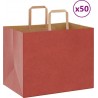 Vidaxl Sacs En Papier 50 Pcs Avec Poignées Rouge 32x22x24 Cm
