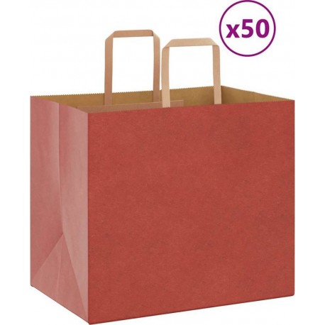Vidaxl Sacs En Papier 50 Pcs Avec Poignées Rouge 32x22x28 Cm