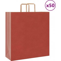Vidaxl Sacs En Papier 50 Pcs Avec Poignées Rouge 45x17x48 Cm