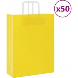 Vidaxl Sacs En Papier 50 Pcs Avec Poignées Jaune 32x12x42 Cm
