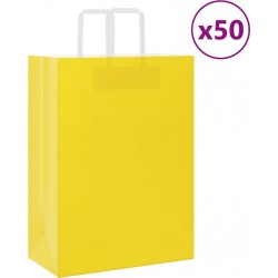 Vidaxl Sacs En Papier 50 Pcs Avec Poignées Jaune 32x17x44 Cm