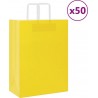 Vidaxl Sacs En Papier 50 Pcs Avec Poignées Jaune 32x17x44 Cm