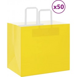 Vidaxl Sacs En Papier 50 Pcs Avec Poignées Jaune 32x22x28 Cm