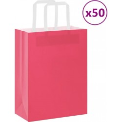 Vidaxl Sacs En Papier 50 Pcs Avec Poignées Rose 21x11x28 Cm