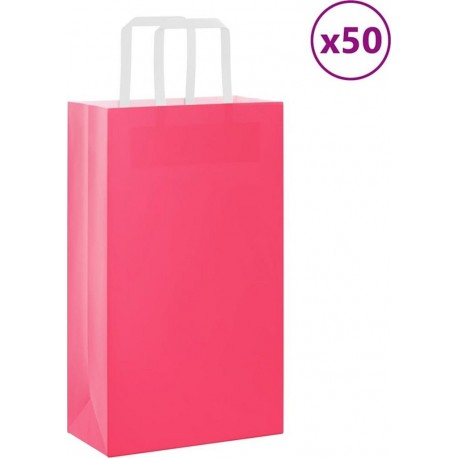 Vidaxl Sacs En Papier 50 Pcs Avec Poignées Rose 21x11x36 Cm