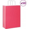 Vidaxl Sacs En Papier 50 Pcs Avec Poignées Rose 26x12x35 Cm