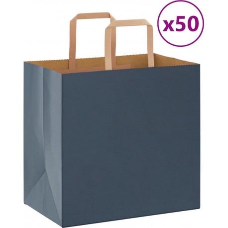 Vidaxl Sacs En Papier 50 Pcs Avec Poignées Bleu 26x17x25 Cm