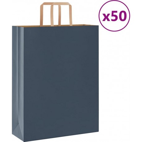 Vidaxl Sacs En Papier 50 Pcs Avec Poignées Bleu 32x12x42 Cm