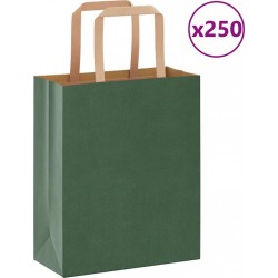Vidaxl Sacs En Papier Bags Pcs Avec Poignées Vert 18x8x22 Cm