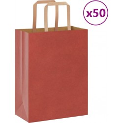 Vidaxl Sacs En Papier 50 Pcs Avec Poignées Rouge 21x11x28 Cm