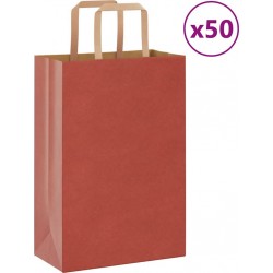 Vidaxl Sacs En Papier 50 Pcs Avec Poignées Rouge 21x11x31 Cm