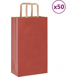Vidaxl Sacs En Papier 50 Pcs Avec Poignées Rouge 21x11x36 Cm