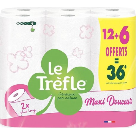 Le Trèfle Papier toilette Maxi Douceur 12+6 x18
