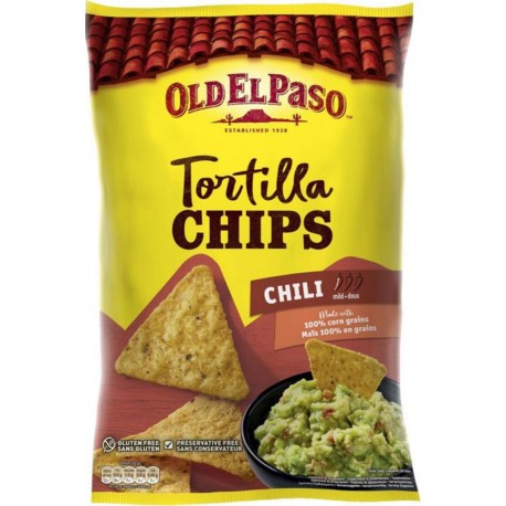 Old El Paso Tortilla Chips Chili Doux 185g (lot de 4)
