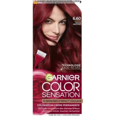 GARNIER Coloration Permanente 6.60 Rouge Profond Longue Durée Color Sensation