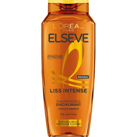 L'OREAL PARIS Shampoing Disciplinant Cheveux secs et difficiles à lisser Huile d'argan Liss Intense Elseve 300ml