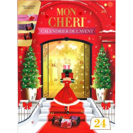 MON CHERI Calendrier de l'Avent Adultes Chocolat Noir Liqueur Cerise Trois Saveurs 252g
