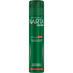Narta Homme Spray Déodorant Efficacité 24h Fraîcheur Classique 200ml (lot de 4)