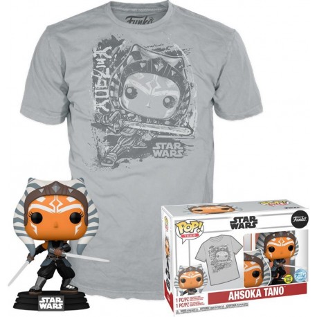 FUNKO Figurine POP! Star Wars Le Mandalorien Ahsoka + Tee-shirt taille M