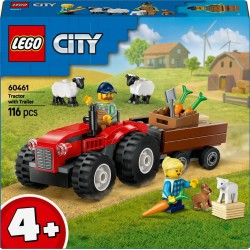 LEGO 60461 City Teacteur Agricole Rouge avec Remorque et Moutons