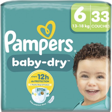 PAMPERS Couches Bébés Baby-Dry 13-18Kg Taille 6 x33 couches