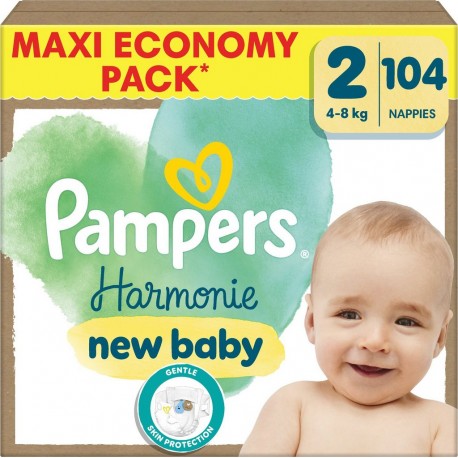 PAMPERS Couches Bébé Harmonie New Baby 2-8Kg Taille 2 104 couches