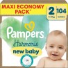 PAMPERS Couches Bébé Harmonie New Baby 2-8Kg Taille 2 104 couches