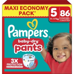 PAMPERS Couches Culottes Bébés Baby-Dry Pants 11-17Kg Taille 5 86 couches culottes