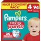 PAMPERS Couches Culottes Bébés Baby-dry Pants 9-15Kg Taille 4 94 couches culottes