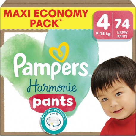PAMPERS Couches Culottes Bébés Harmonie Pants 9-15Kg Taille 4 74 couches culottes